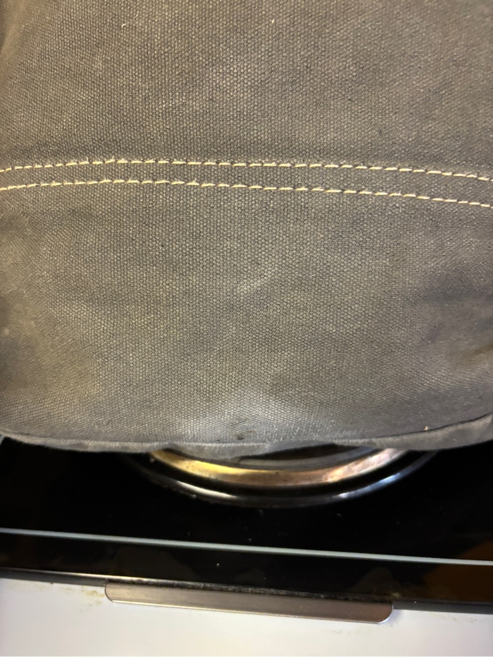 Myra Gray Pattern & Tan Leather Shoulder Bucket Bag Purse - Picture 8 of 9
